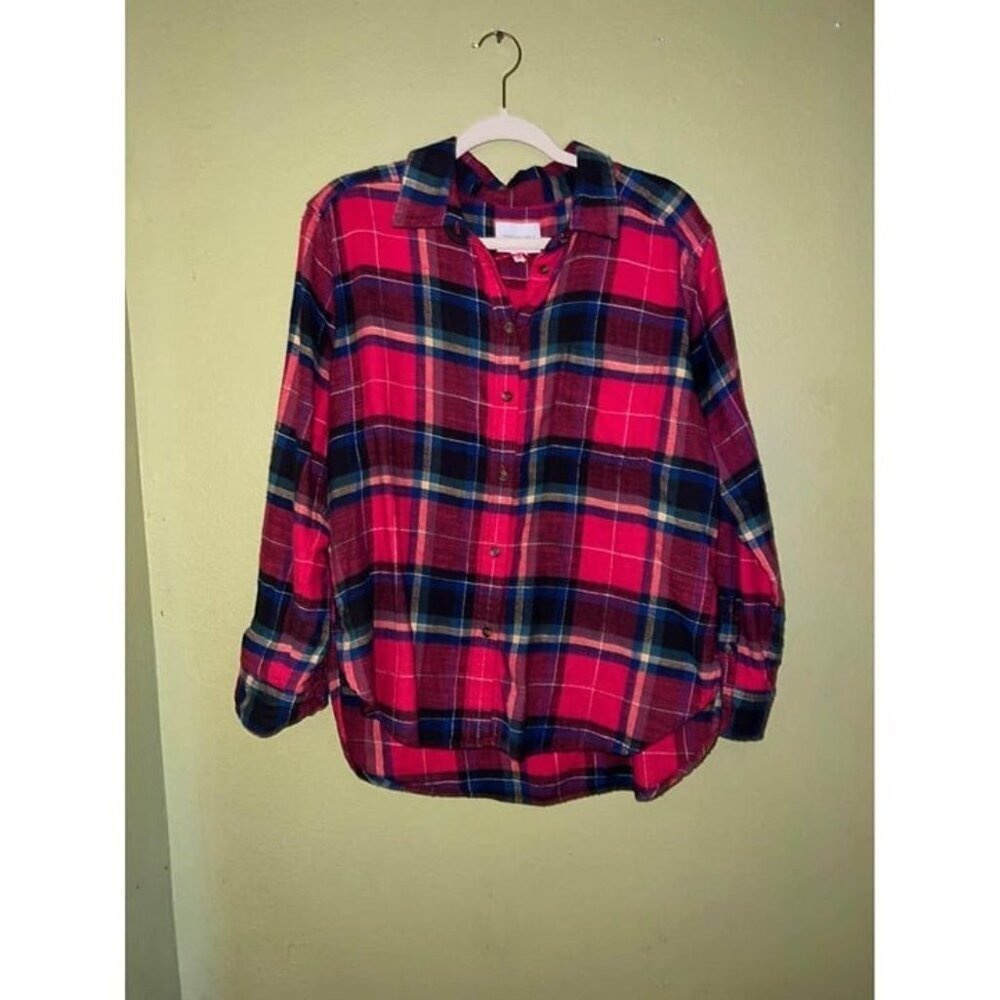 Womens American Eagle Plaid Button Down Small Boyfriend Fit